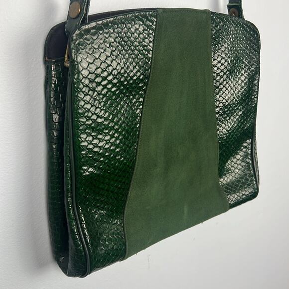 Vintage Green mixed media Town & Country shoes brand animal pattern purse - Picture 2 of 13